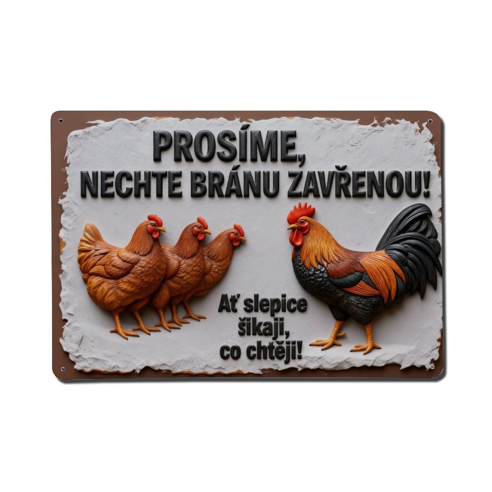 Chicken Rooster Farm Warning Sign Metal Tin Sign Plaque