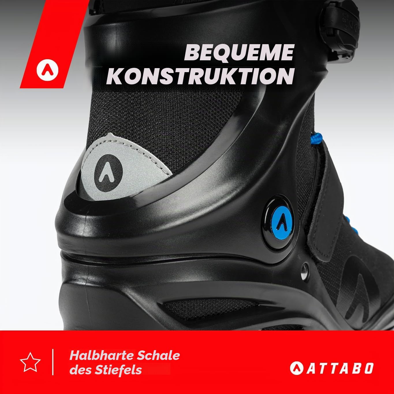 ATTABO Fitness Inline Skates Herren Cyclone Größe 40-46 EU Inliner Rollschuhe mit ABEC-7-Lager Räder PU 82A Halbharte TPR Komfort Stabilität Dreifache Anpassung Roller Skates für Männer Schwarz/Blau
