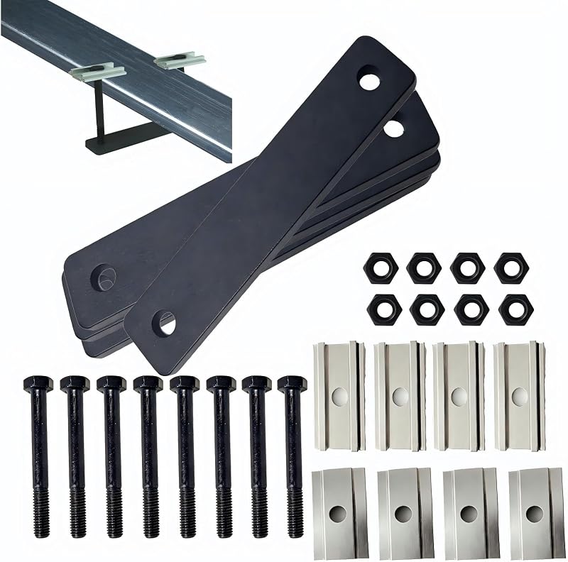 Roof Tent Installation kit for Roof Racks, Mounting Hardware with Screws | Complete 28-piece set: 4 steel blocks (5.31x1"), 8 screws (3"), 8 nuts, 8 aluminum blocks (2x1.18")
