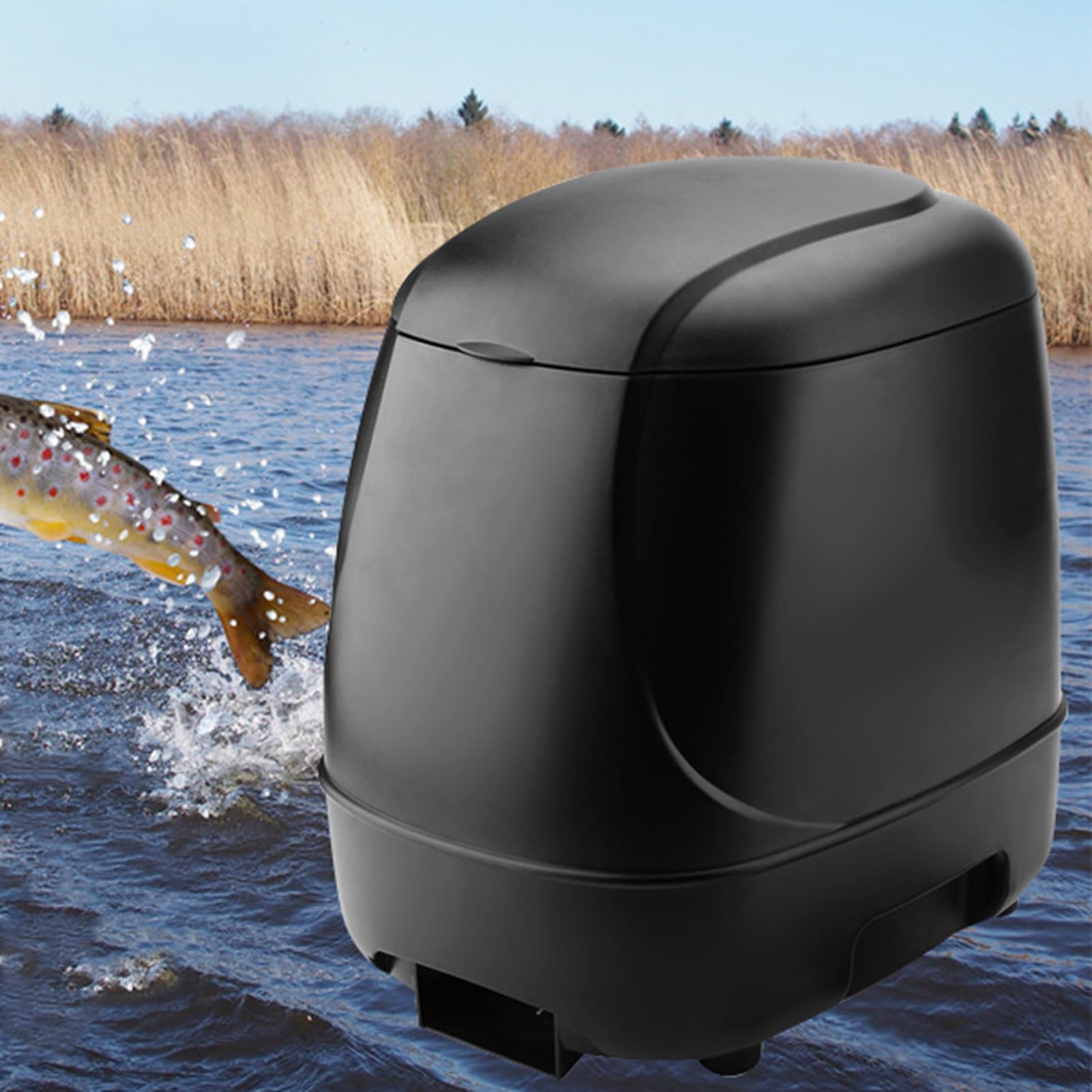 Automatyczny dozownik karmy dla ryb z tworzywa sztucznego, duża pojemność 10 l, sterowany czasowo dozownik dla ryb na świeżym powietrzu i akwarium