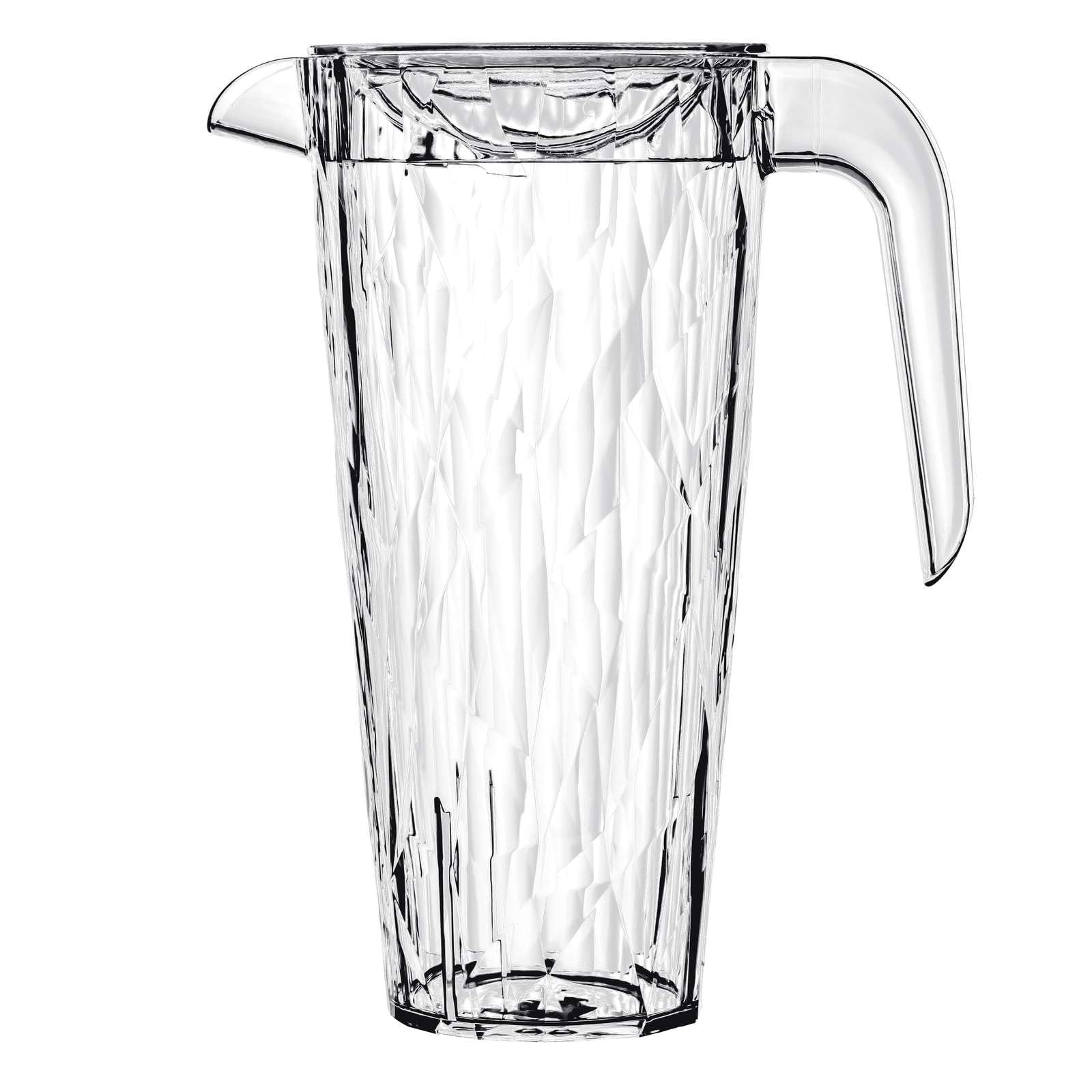 Koziol Superglas CLUB Pitcher, jarra de 1,​5 l con tapa giratoria, plástico tipo cristal, irrompible, doble boquilla, elegante, apilable, para bebidas frías y fiestas