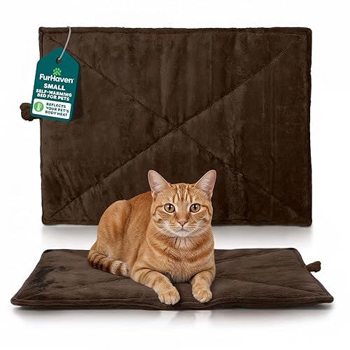 FurHaven ThermaNAP Self Warming Cat Mat, Dog Bed for Crates with Self-Warming Technology for Cozy Rest, Fully Machine Washable, Small, Plush Faux Fur, Espresso - Small - 22"L x 17"W - Espresso