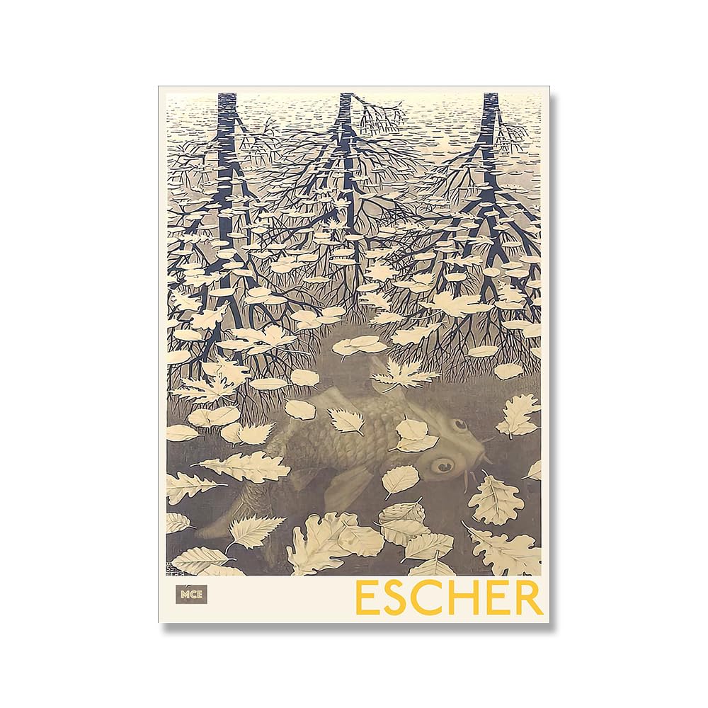 Waeta Rnvzx Célèbre M.C Escher Affiche Et Estampes Abstrait<Surface Ondulée>Art Mural M.C Escher Peinture sur Toile M.C Escher Photos Décoration D'intérieur 50x70cmx1 sans Cadre