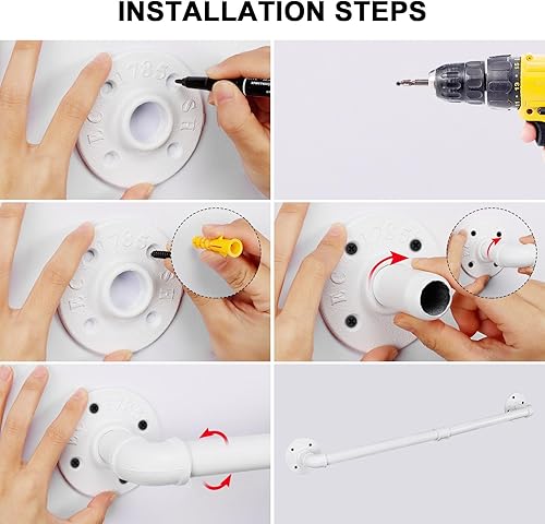 Vista 57 de Toallero de tubo industrial, resistente para montar en la pared, rústico, para baño (negro, 16 pulgadas)