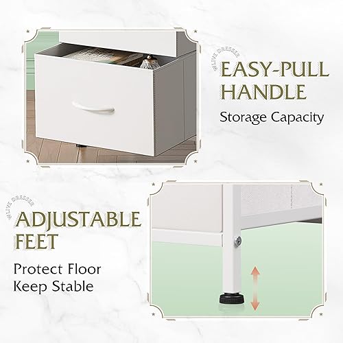 Miniatura 6 de WLIVE Mesita de noche con 3 cajones, cómoda de tela, unidad organizadora, cómoda de almacenamiento para dormitorio, pasillo, entrada, armarios,