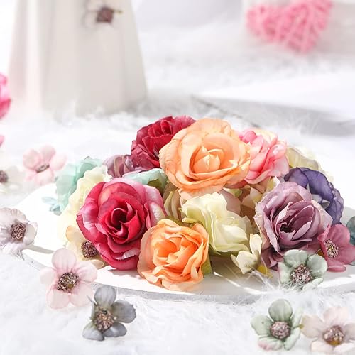 Miniatura 6 de Janinka 174 Pcs Fake Mini Flowers for Crafts Small Silk Artificial Fabric Flowers Bulk for DIY Wedding Birthday Party Wreath Decor, 2 cm 4