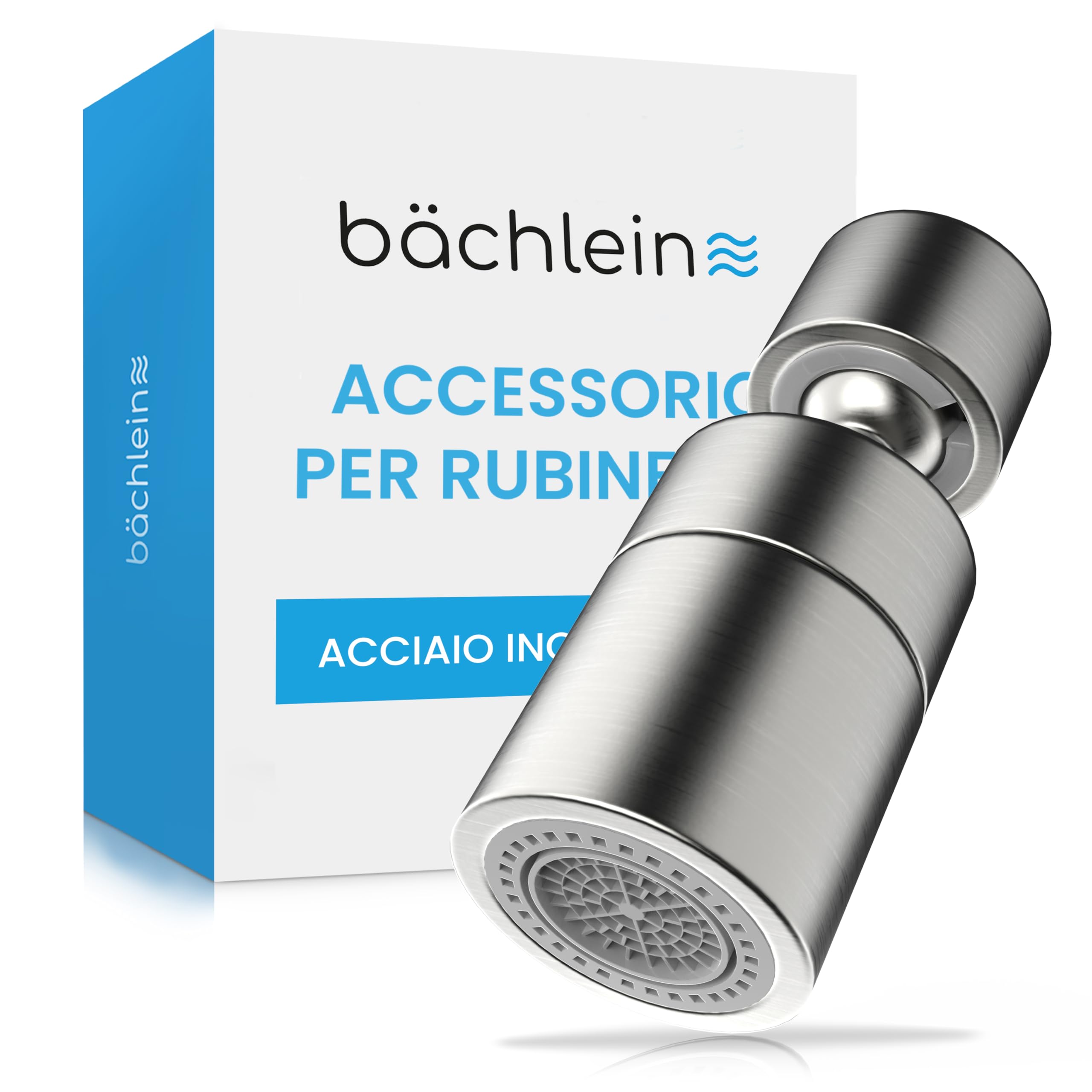 Bächlein Raccordo universale per rubinetto in acciaio inox spazzolato con aeratore girevole