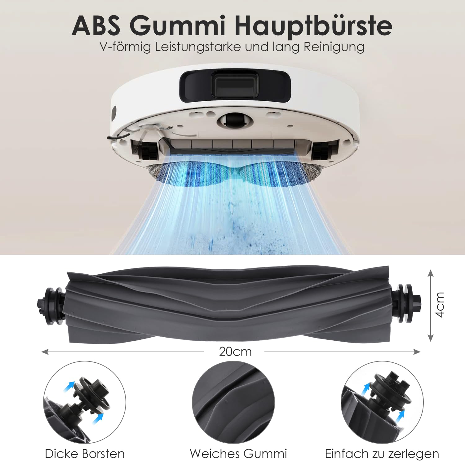 Zubehörset für dreame L10s Pro Ultra Heat / L10s Ultra Gen 2 / X30 Ultral/Mova E30 Ultra, 6*Staubbeutel 6*Mopp Wischpad 1*Hauptbürste 4*Seitenbürsten 2*Filter, Saugroboter Ersatzteile Zubehör