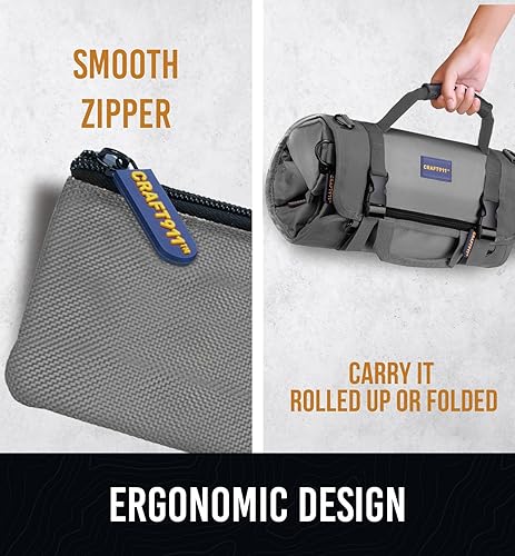 Vista 6 de Organizadores de bolsas de herramientas duraderas con 6 bolsas de herramientas desmontables, tamaño pequeño, organizador enrollable de herramientas