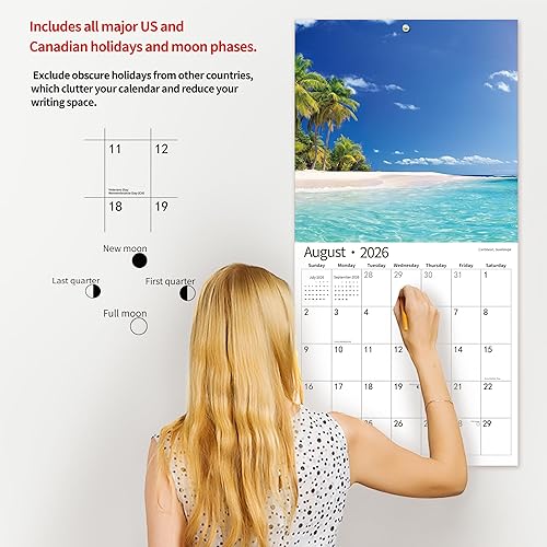 Miniatura 5 de Calendario de pared 2026, calendario 2026, noviembre de 2025 a diciembre de 2026, calendario de pared Playas Island, 12 x 24 pulgadas abierto,