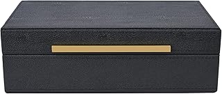 Small Black Shagreen box Faux Leather Decorative Box,Keepsake And Memory Storage Decorative Boxes with Lids for Modern Home Decor Jewelry Box Organizer