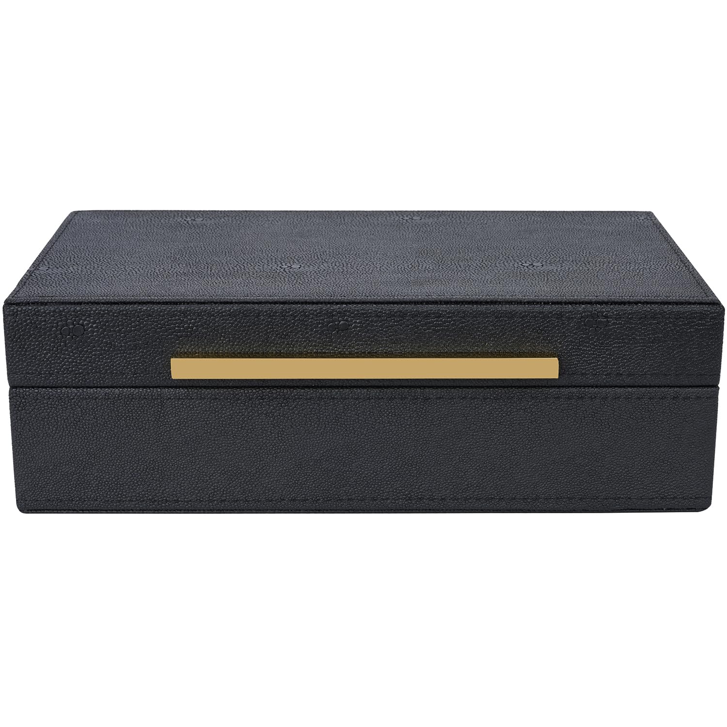 Small Black Shagreen box Faux Leather Decorative Box,Keepsake And Memory Storage Decorative Boxes with Lids for Modern Home Decor Jewelry Box Organizer