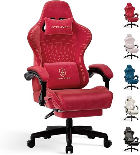 Miniatura 12 de GTPLAYER Silla de Juego con Altavoces, Sillas de Videojuego con Reposapiés, Sillas de Juego para PC para Adultos - Silla Gamer Ergonómica Reclinable