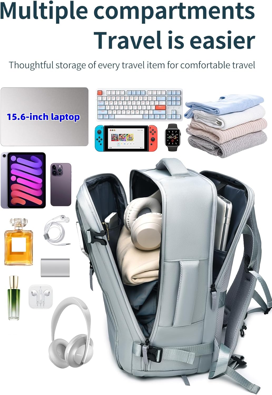 Travel laptop backpack men women, Airline Approved Carry on bags,gym backpack with shoe compartment (01#Light Green)