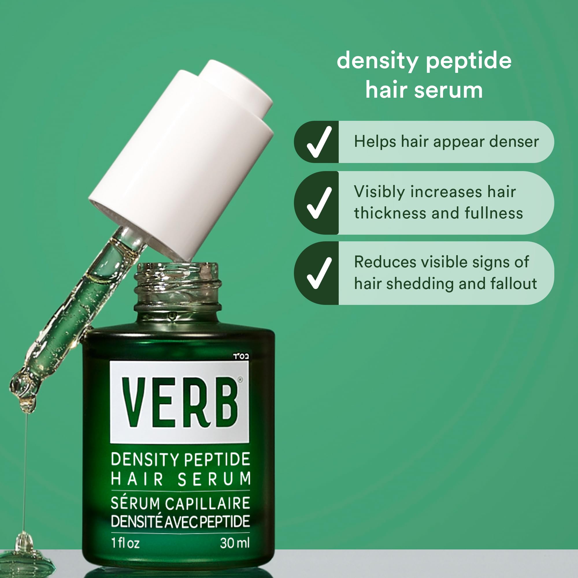 VERB Density Peptide Serum, Visibly Thicken + Reduce Signs of Shedding- No Parabens or Harmful Sulfates