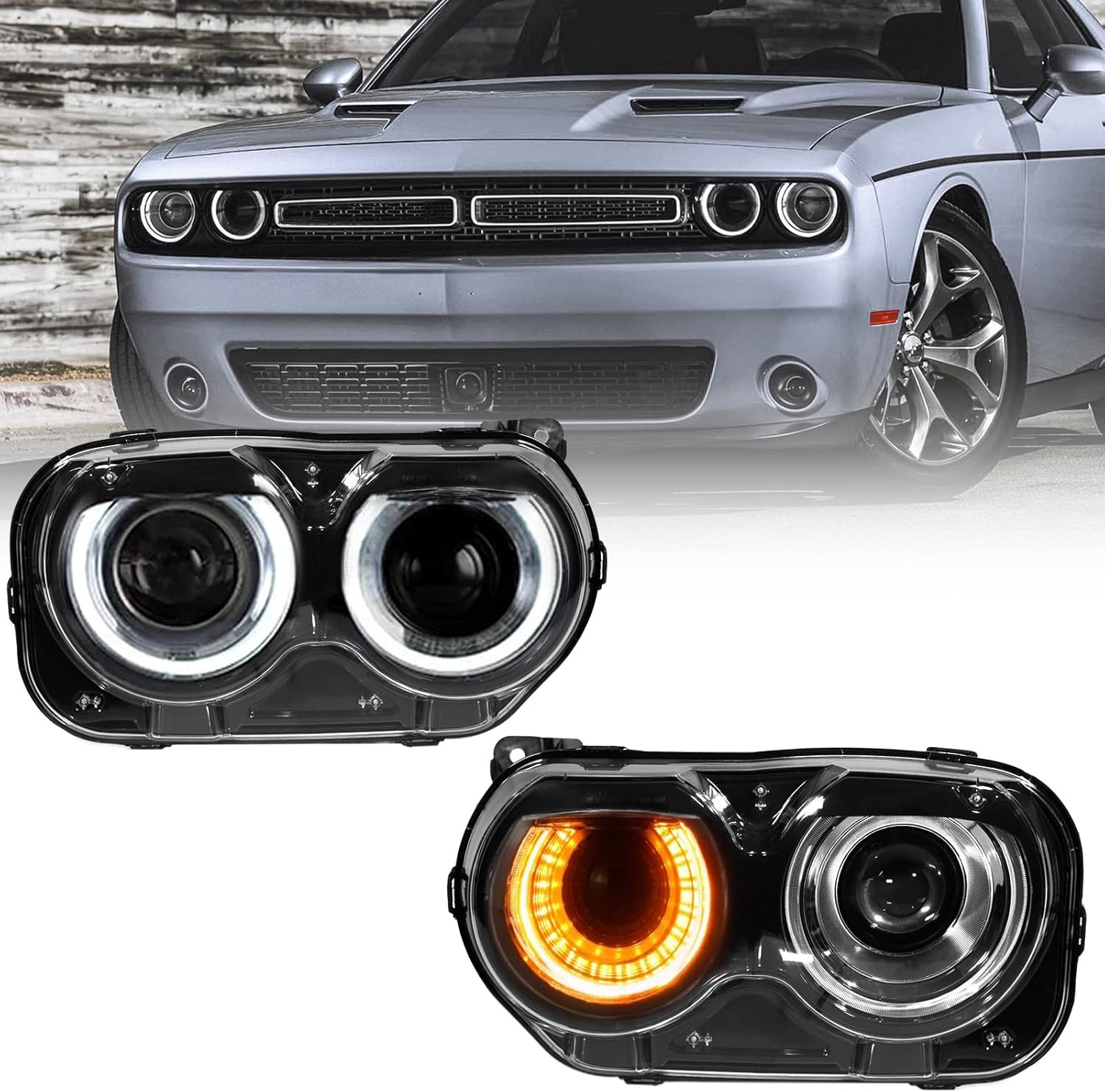 FIONE LED Bulbs Headlight Assembly Compatible with Dodge
