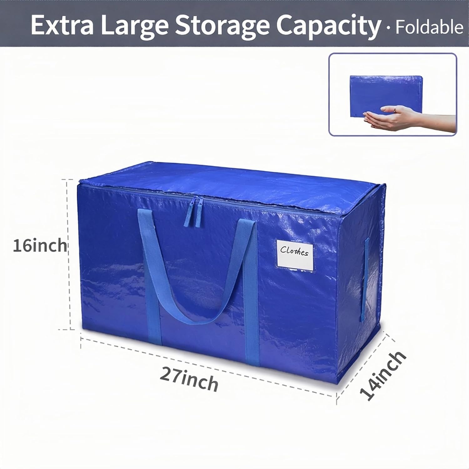 4 Pack Extra Large Heavy Duty Moving Bags with Strong Zipper and Reinforced Handles Durable Woven Storage Totes for College Dorm Clothes Blankets Bedding Travel Packing Closet Organization