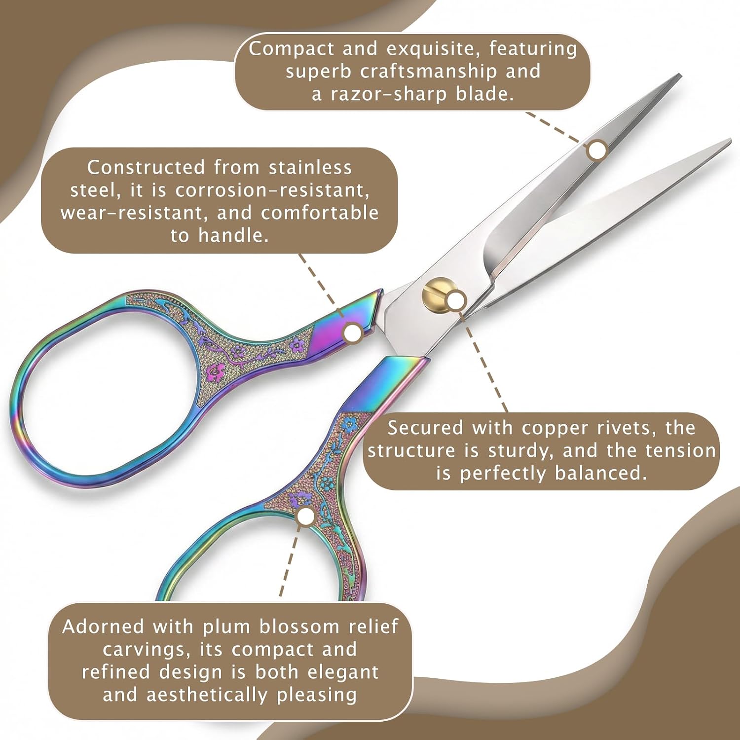 12 Pcs 5inch Small Sewing Scissors, Embroidery Scissors with Artificial Leather Cover, Sharp Embroidery Vintage Crochet Crafting Scissorss Set, for Sewing Crafting DIY Needlework Threading Handicraft