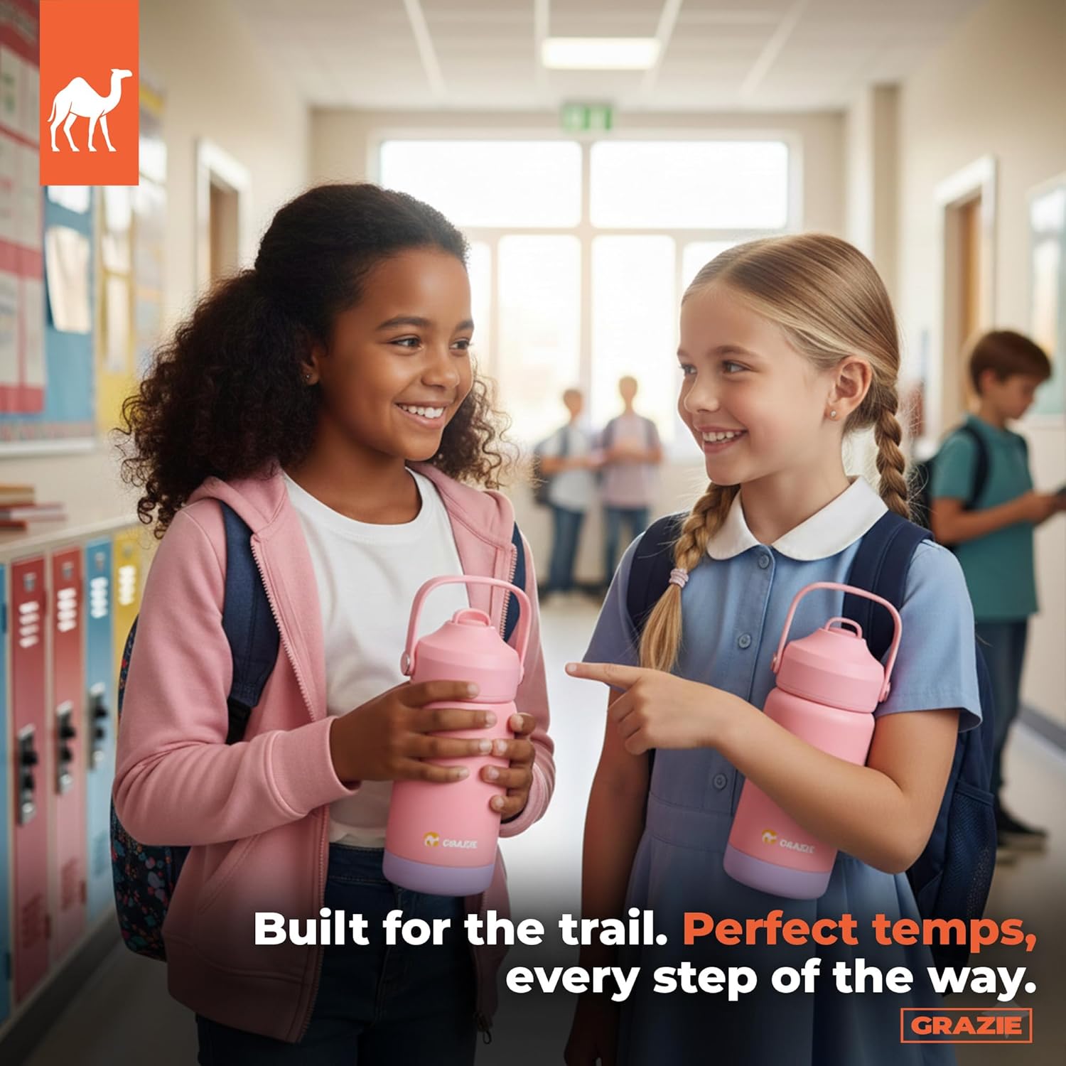 Grazie 12 oz Stainless Steel Insulated Water Bottle for Kids – Double Layer Reusable Mini Tumbler with Lid and Straw, Spill-Resistant, BPA Free – Simple Modern Design (Ligth Pink) - Image 6