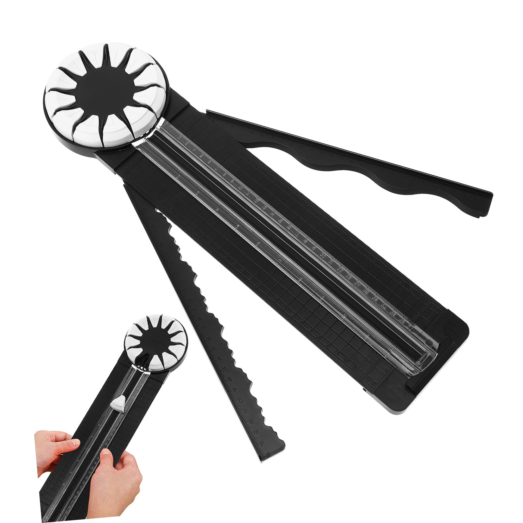 NUOBESTY Cortador de Bordes de Papel, Máquina de Corte de Plástico Negro, Alta Precisión para Fotos y Papel Grueso en Manualidades y Scrapbooking