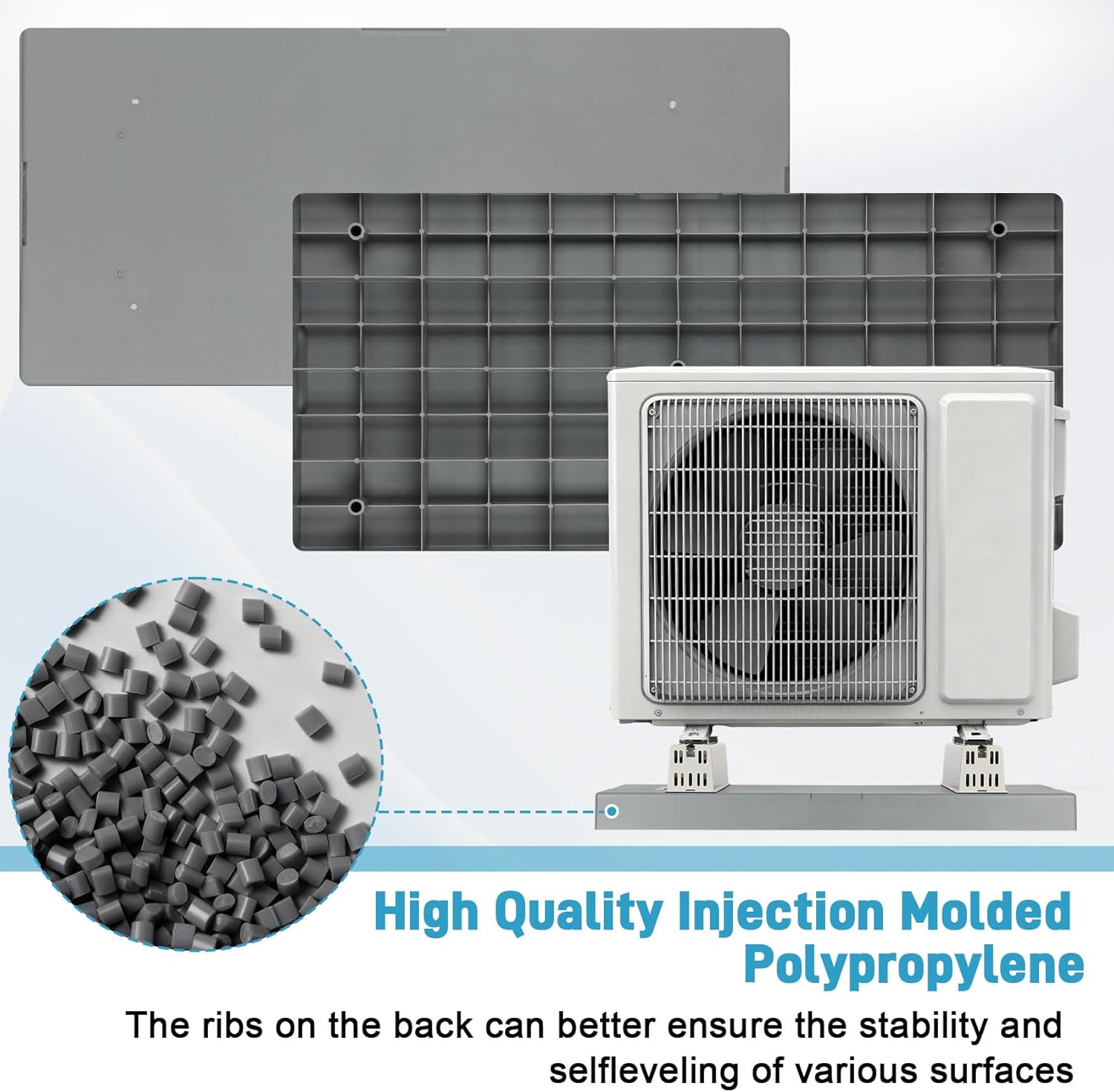 Mini Split Pad with Floor Mounting Base Kit, 38"x18"x3" Mini Split Condenser Pad for 9000-36000 BTU Ductless, Anti-Vibration Mini Split AC Pad for Outside and Floor Mounting Base for Heat Pump