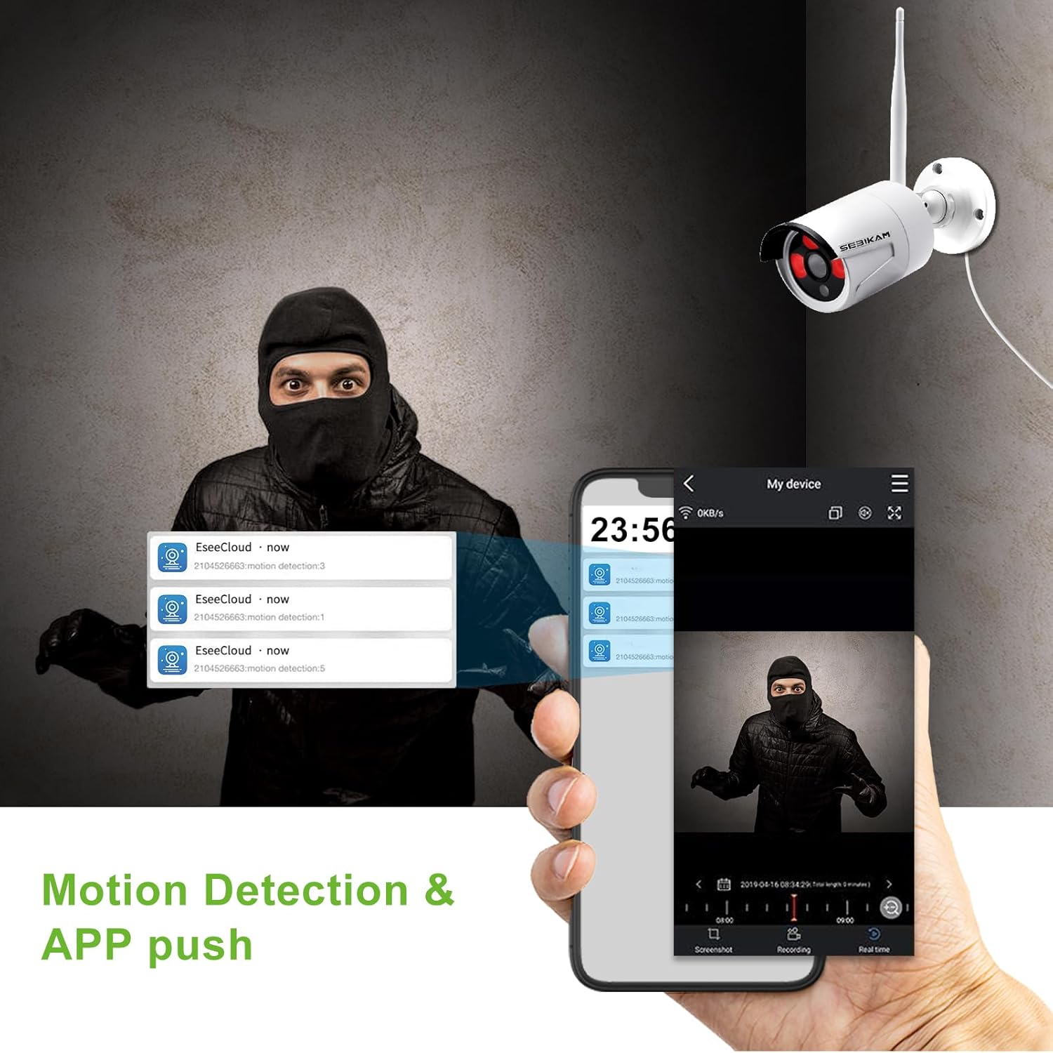 2K Wireless Security Camera System, All-in-One with 10" LCD Monitor, 4pcs 3MP Outdoor WiFi IP Cameras, Two-Way Audio, Easy Setup, Night Vision, APP Remote View, Motion Alert (No Hard Drive)