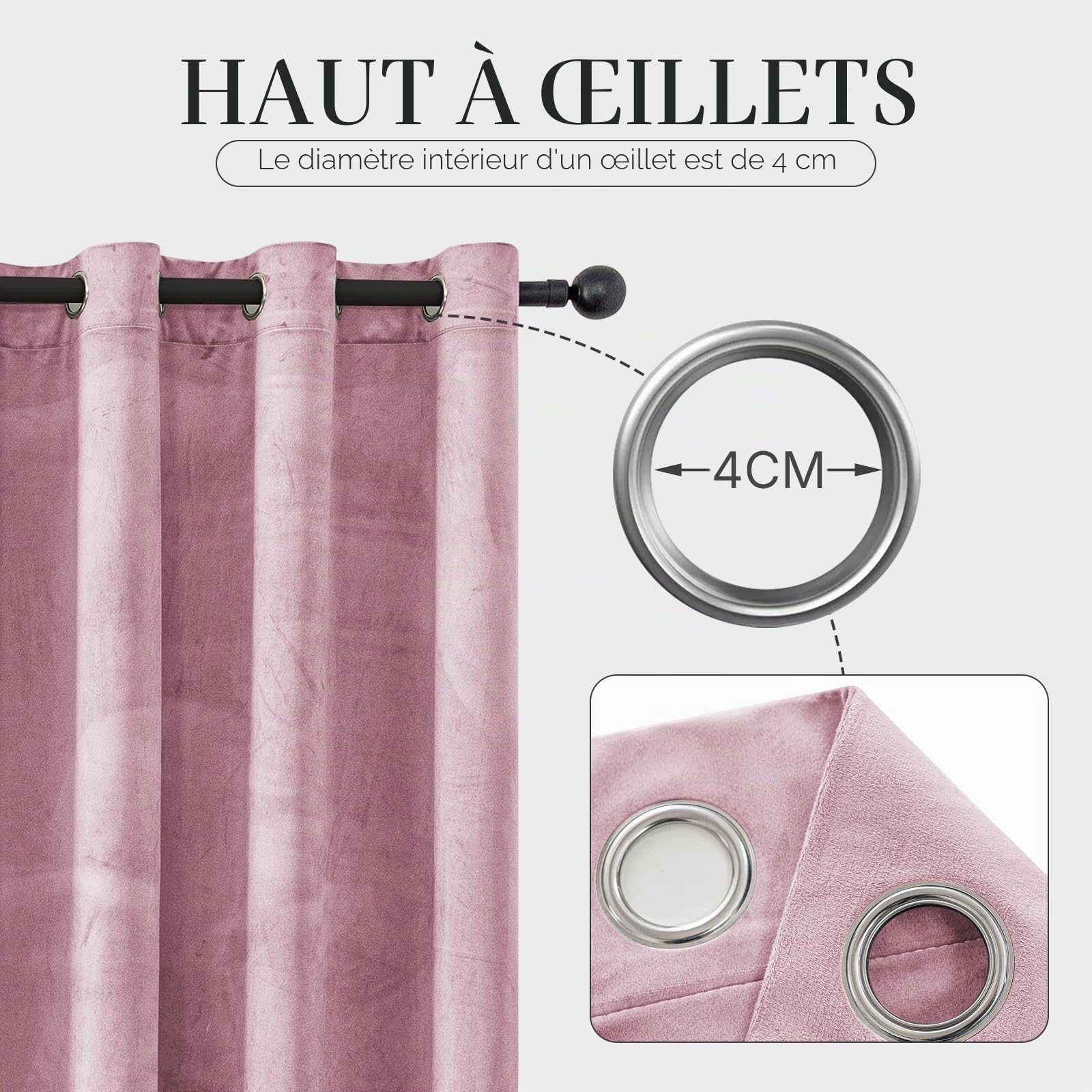 Ystyle Rideau Occultant Velours Lot De 2, 140x145cm, Rose | Rideaux Salon Rideau Thermique Isolant Anti Chaud Intérieurs, Rideau Phonique Anti Bruit, Moderne Chambre Maison Dressing
