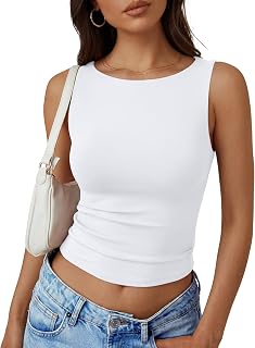 Trendy Queen Women's Double Lined Boat Neck Tank Tops