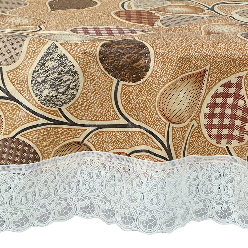 Image of Dakshya Industries Printed PVC Plastic Flowered 4 Seater Round Shape Table Cover (Size- 60 Inches Round)