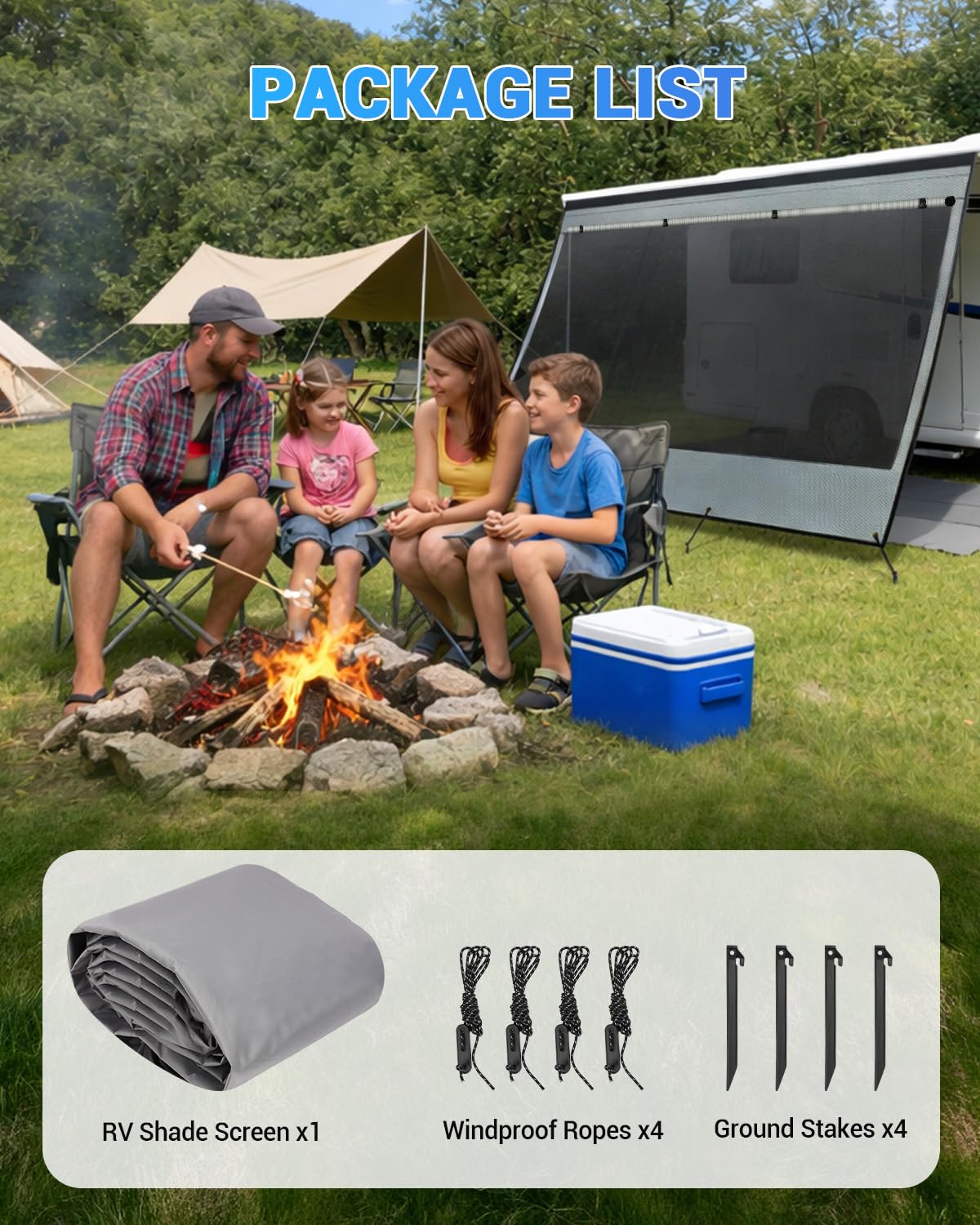 SUPAREE 10.8' x 6.5'RV Shade Screen Caravan Awning Zip Campervan Sun Shade Awning Double Layer with Zipper Privacy Panel Summer UV Sun Blocker for Caravan Camping Travel — view 8