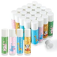 Vista 1 de Bálsamo labial para niños, 24 unidades de bálsamos labiales a granel para baby shower, bálsamo labial de jazmín con patrones lindos para niños