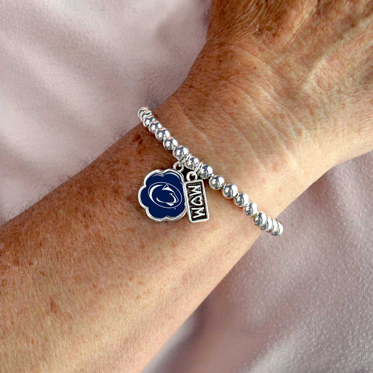 From the Heart Enterprises Penn State Nittany Lions Hazel Mom Charm Bead Stretch Bracelet Jewelry Gift PSU