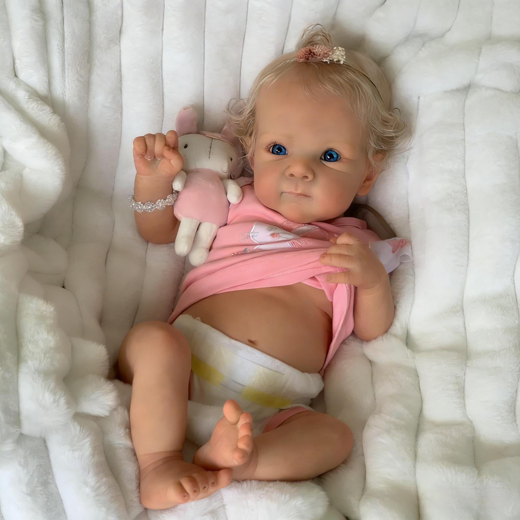 Reborn Babypuppe Silikon Ganzkörper 45,7 cm realistische Neugeborene Babypuppe, anatomisch korrekte Baby Mädchen, Rosa-bettie Mädchen