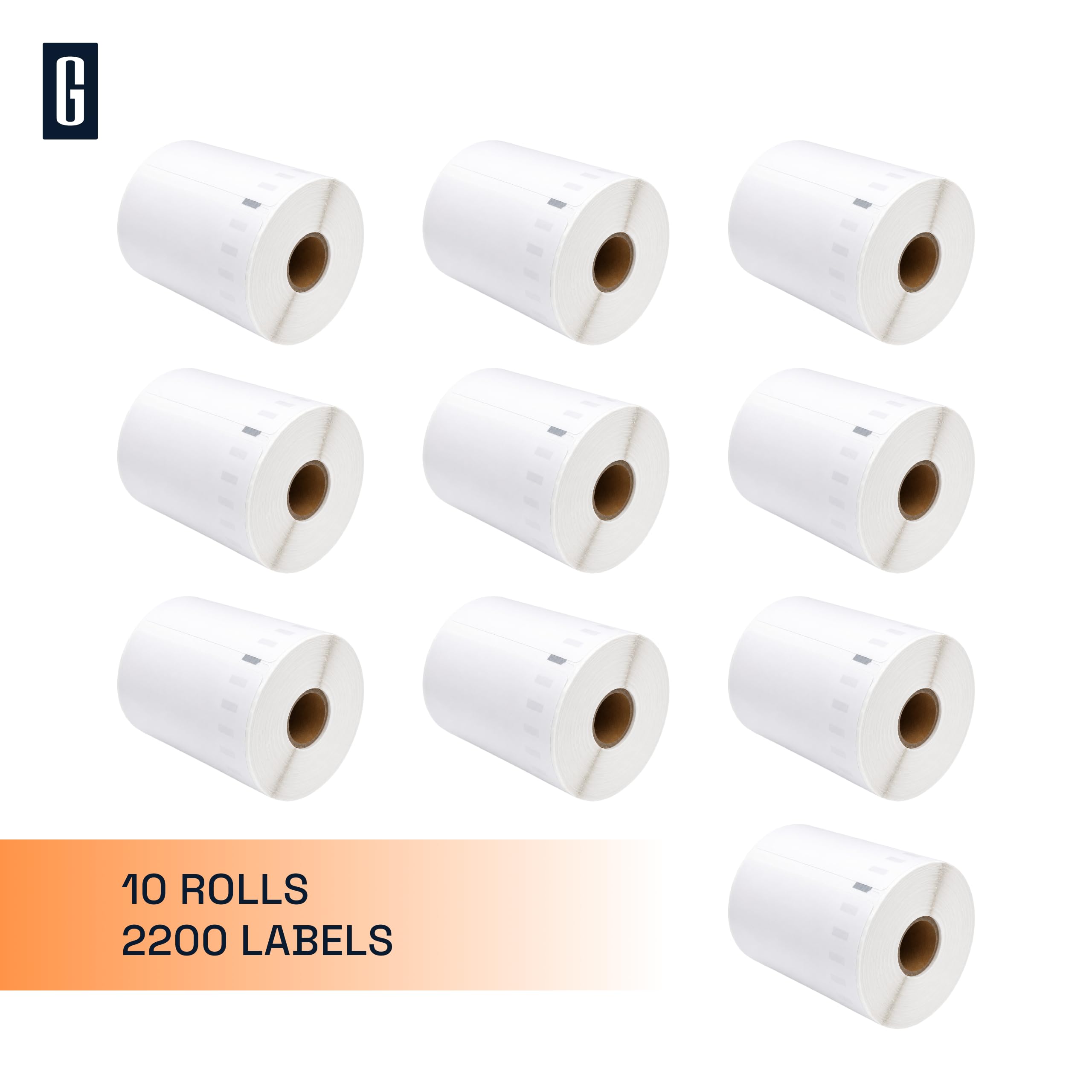 GROF S0904980 Lot de 10 rouleaux d'étiquettes d'adresse, grandes, compatibles avec S0904980, 104 x 159 mm, 2200 étiquettes autocollantes pour LabelWriter 450, 4XL