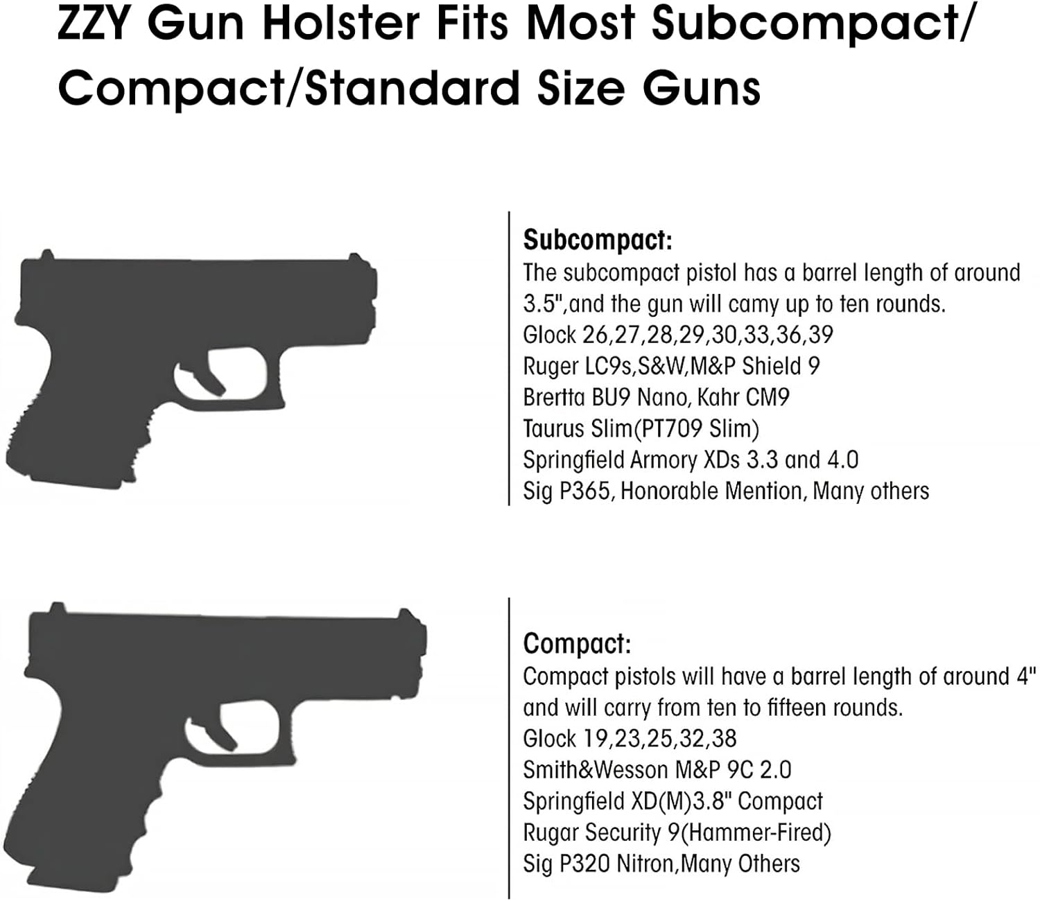 ZZY Shoulder Holster and Gun Holster for Women/Men Compatible with S&W M&P Shield 9/40 9mm P320 Glock 17 19 26 27 42 43, Similar Handguns