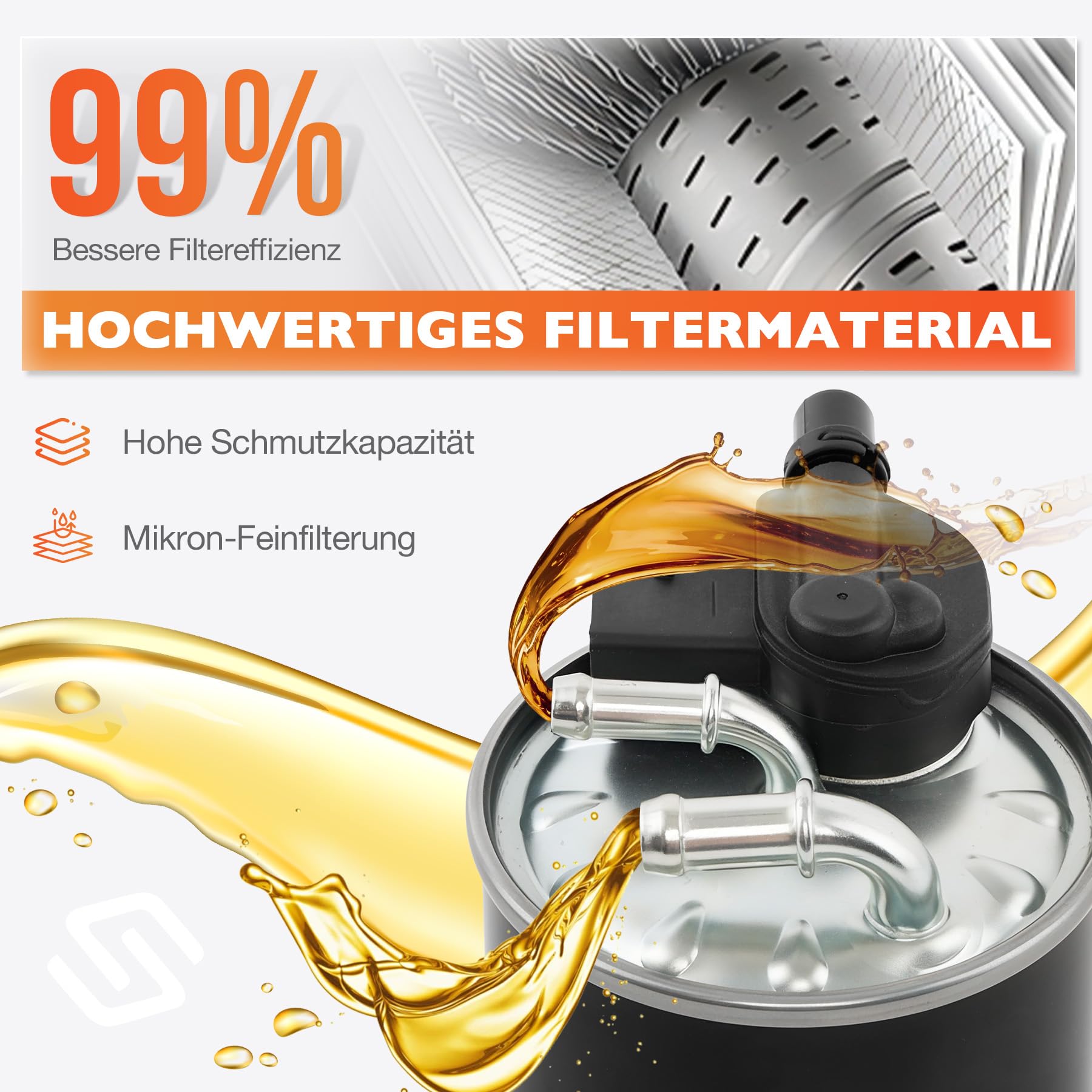 Kraftstofffilter Diesel 5-Polig Kompatibel mit Mercedes-Benz A/C/E/S/M-Klasse W176 W204 W212 W213 W166 W222 - Ersetzt# 6420906052 6420903152 6420905352 Auto Dieselfilter