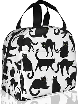 Insulated Lunch Bag, Black Cat Lunch Box for School Student Kids Boys Girls,Leakproof Small Lunch Tote for Adult Men Women,Reusable Lunch Cooler Tote Bag for Office Work Picnic