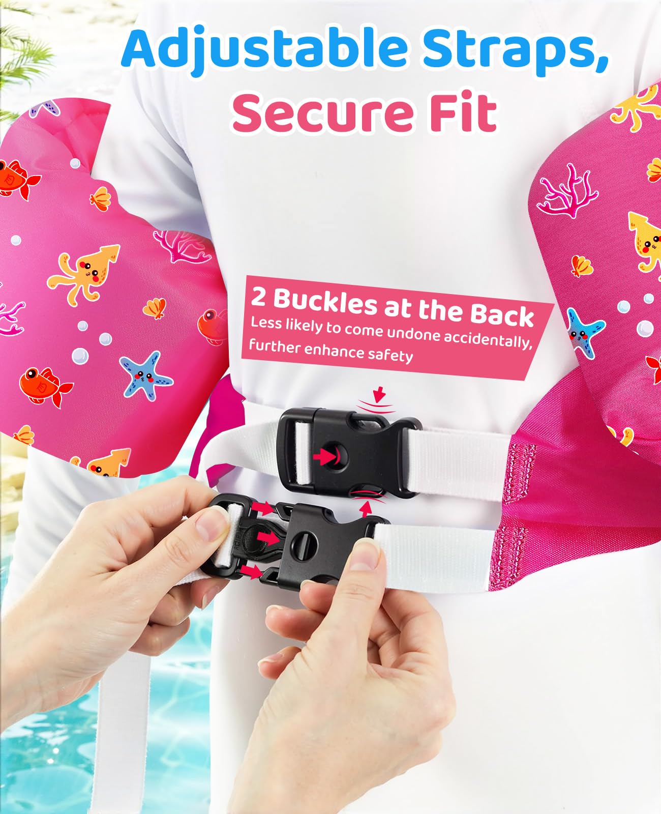 HeySplash Kinder Schwimmflügel, Schwimm Weste für 9-22/15-30 kg Kinder, Kinder Pool Schwimmwesten mit Pfeife, Verstellbare Träger, Doppelschnalle, Schwimmtrainer, Schwimmen Lernen
