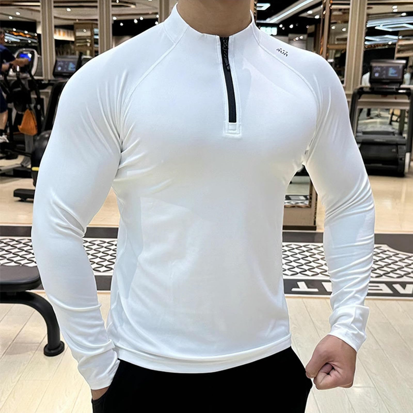 Męski T-shirt z długim rękawem, koszulki męskie z zamkiem błyskawicznym, koszulki sportowe na świeżym powietrzu