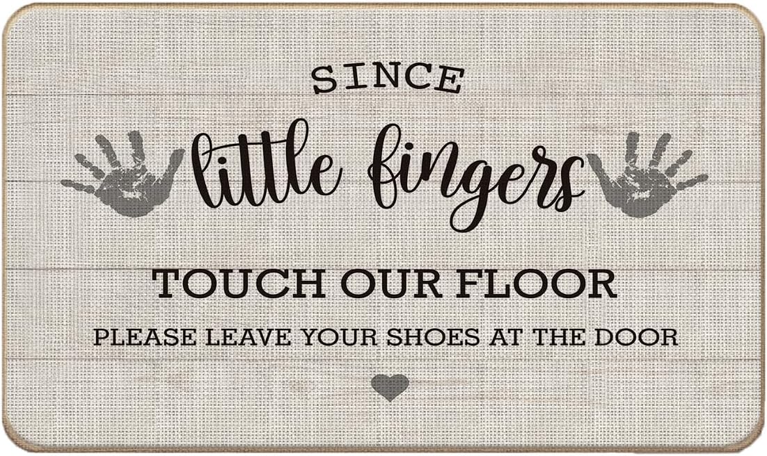 Welcome Door Mat Doormat,Please Remove Your Shoes Doormat,Since Little Fingers Touch Our Floor Please Remove Your Shoes at The Door Mat for Front Door Home Entryway Porch,17"X30"，（Brown）