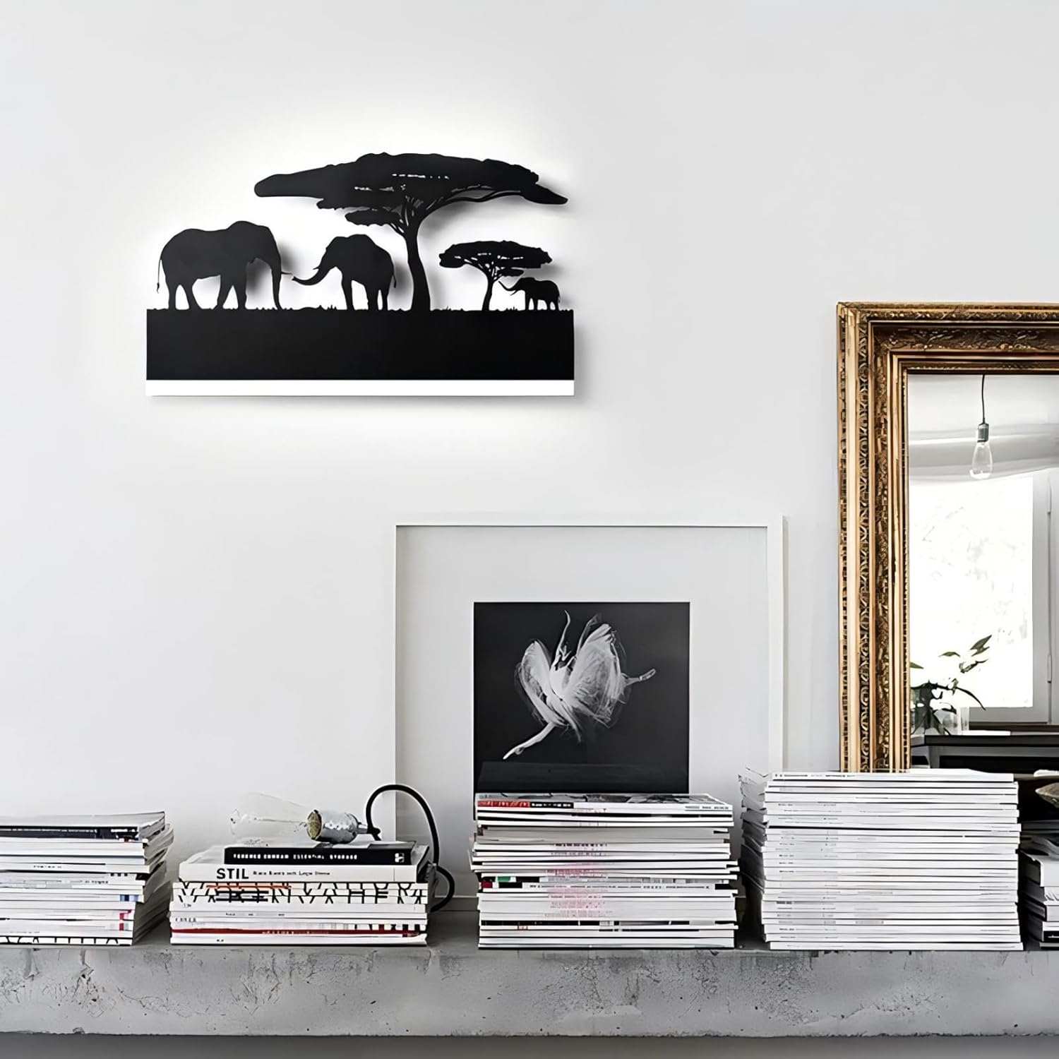 Wall Sconce lamp, LED Wall Mounted Light Indoor Wall Light with Cartoon Animal Pattern Design, Metal Acrylic Wall Lighting for Living Room Bedroom Hallway 3000K Warm Light, 12W (Elephant)