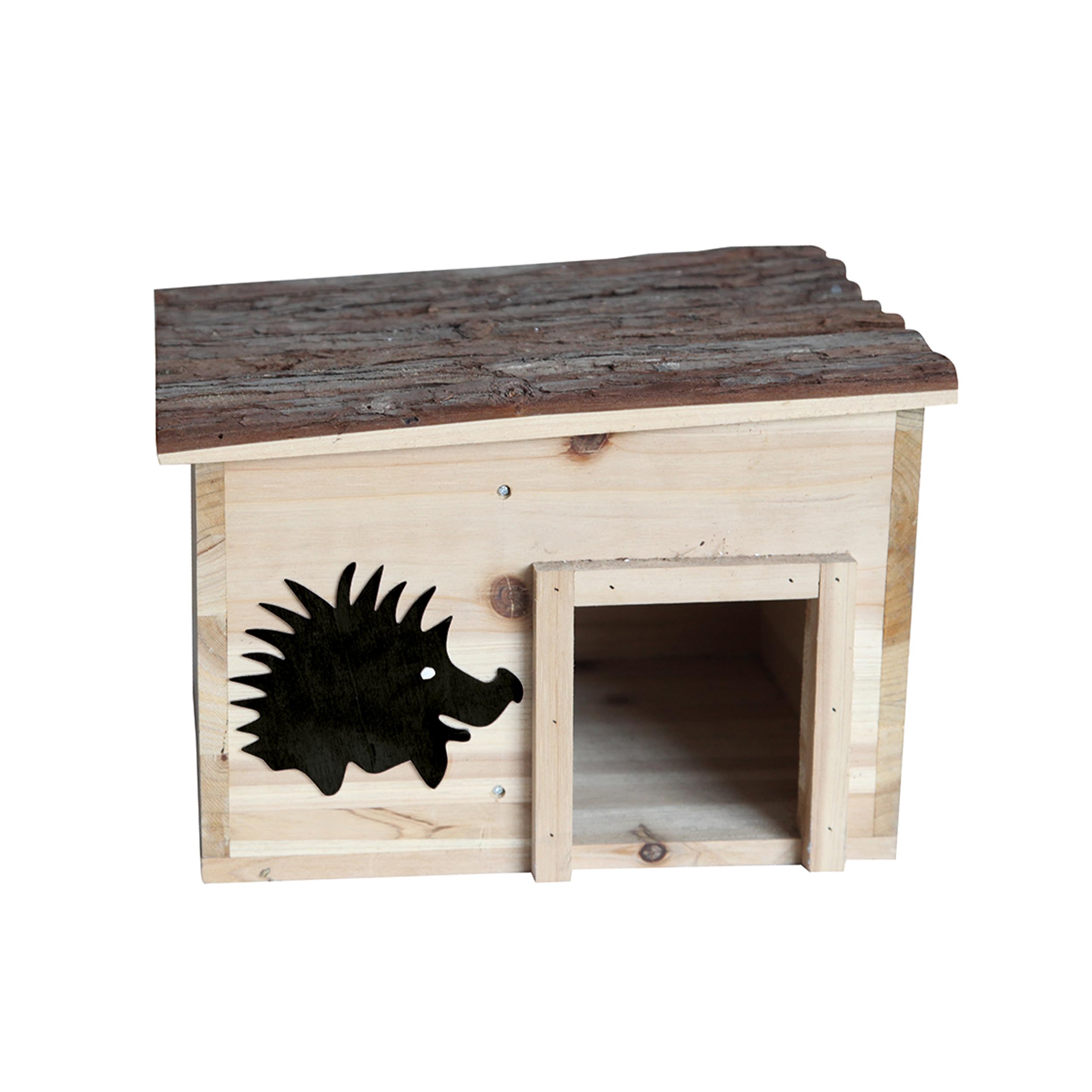 Igelhaus Holz – 32 x 26 x 21 cm – Unbehandelt – Mit Rindendach