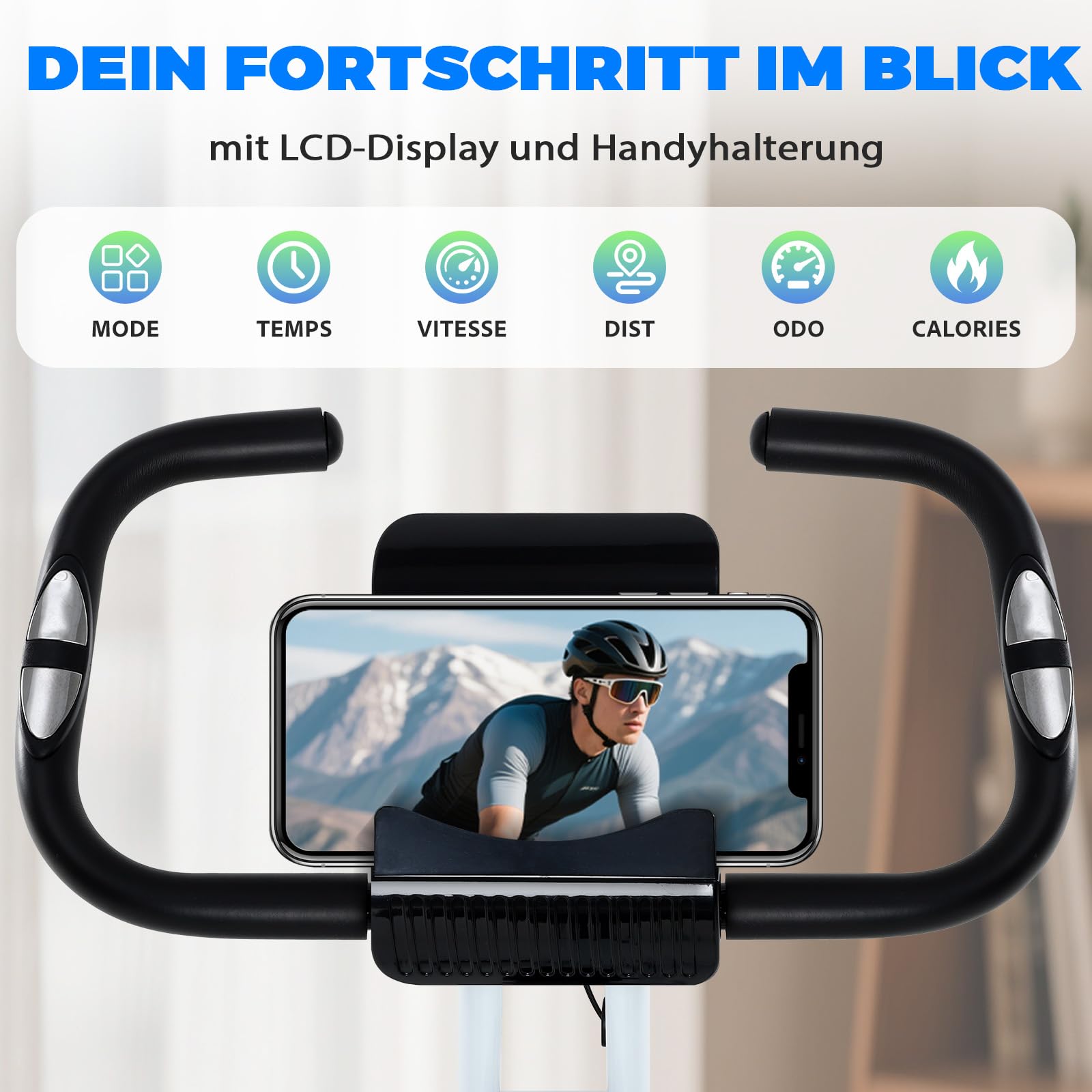 ISE Heimtrainer Fahrrad Klappbar I Hometrainer Fahrrad Klappbar Extra Leise mit Bequemem Sitzkissen I Ergometer heimtrainer, Fitnessbikes, Indoor Bike, Trimmrad Heimtraine