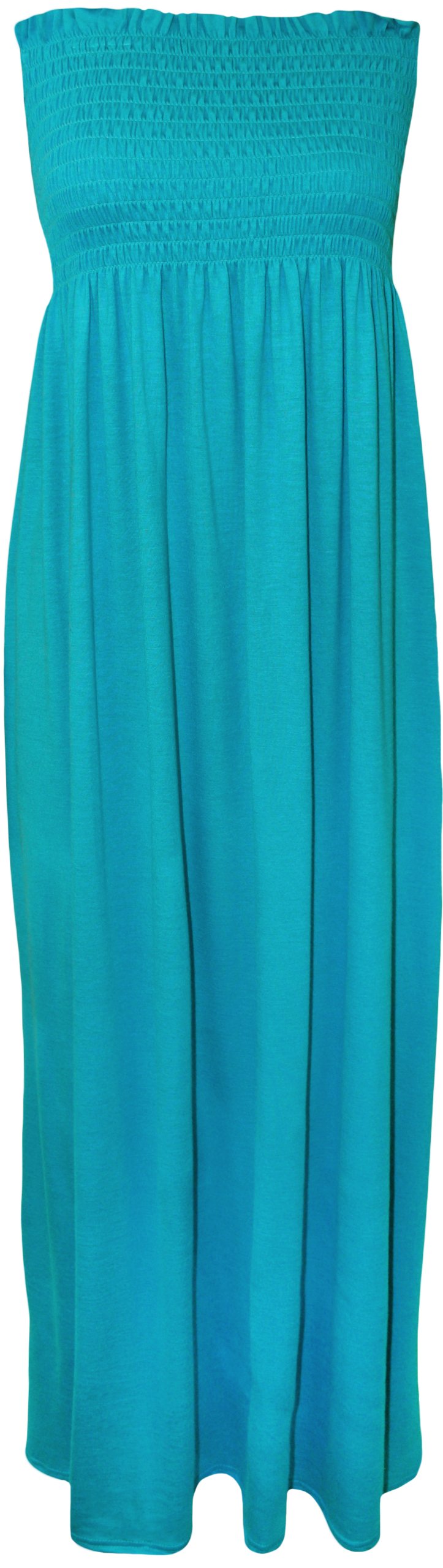 WearAll Plus Size Womens Shirred Ladies Bandeau Strapless Long Maxi Dress - Turquoise - 20-22