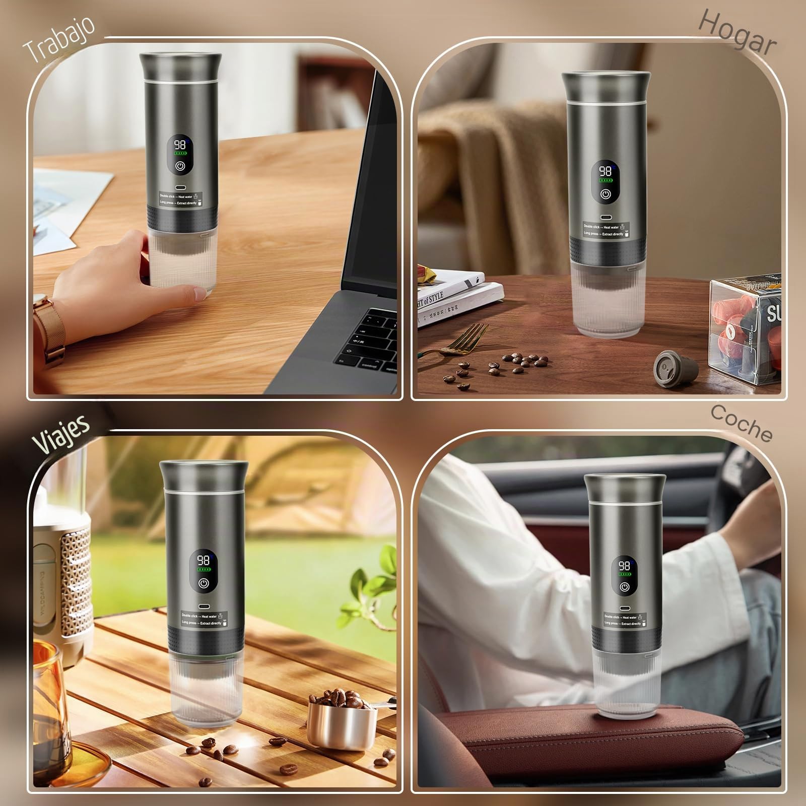 Cafetera Portatil Capsulas Mini Cafetera, Cafetera De Tres En Uno Con USB, Compatible Con Cápsulas De Café Y Polvo De Café, Adecuado Para Acampar, Trabajar Y Caminar