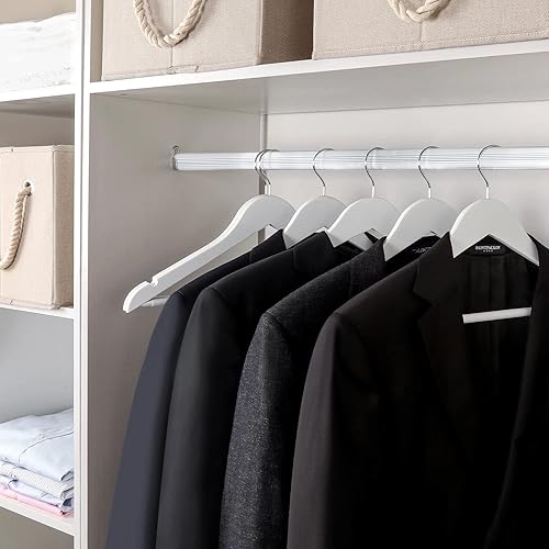 Miniatura 6 de TOPIA HANGER Perchas de madera para abrigos, paquete de 30 perchas de madera blanca con barra antideslizante para pantalones, gancho giratorio de
