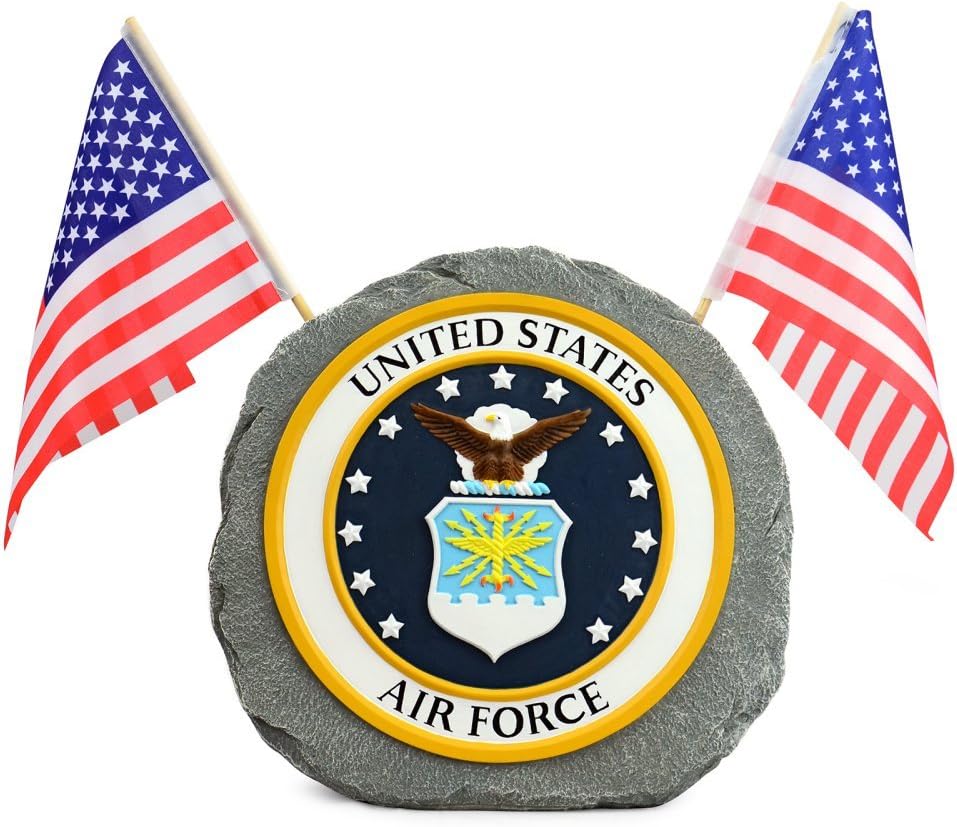Red Carpet Studios Military Garden Stone with Flags, 10", United States Air Force