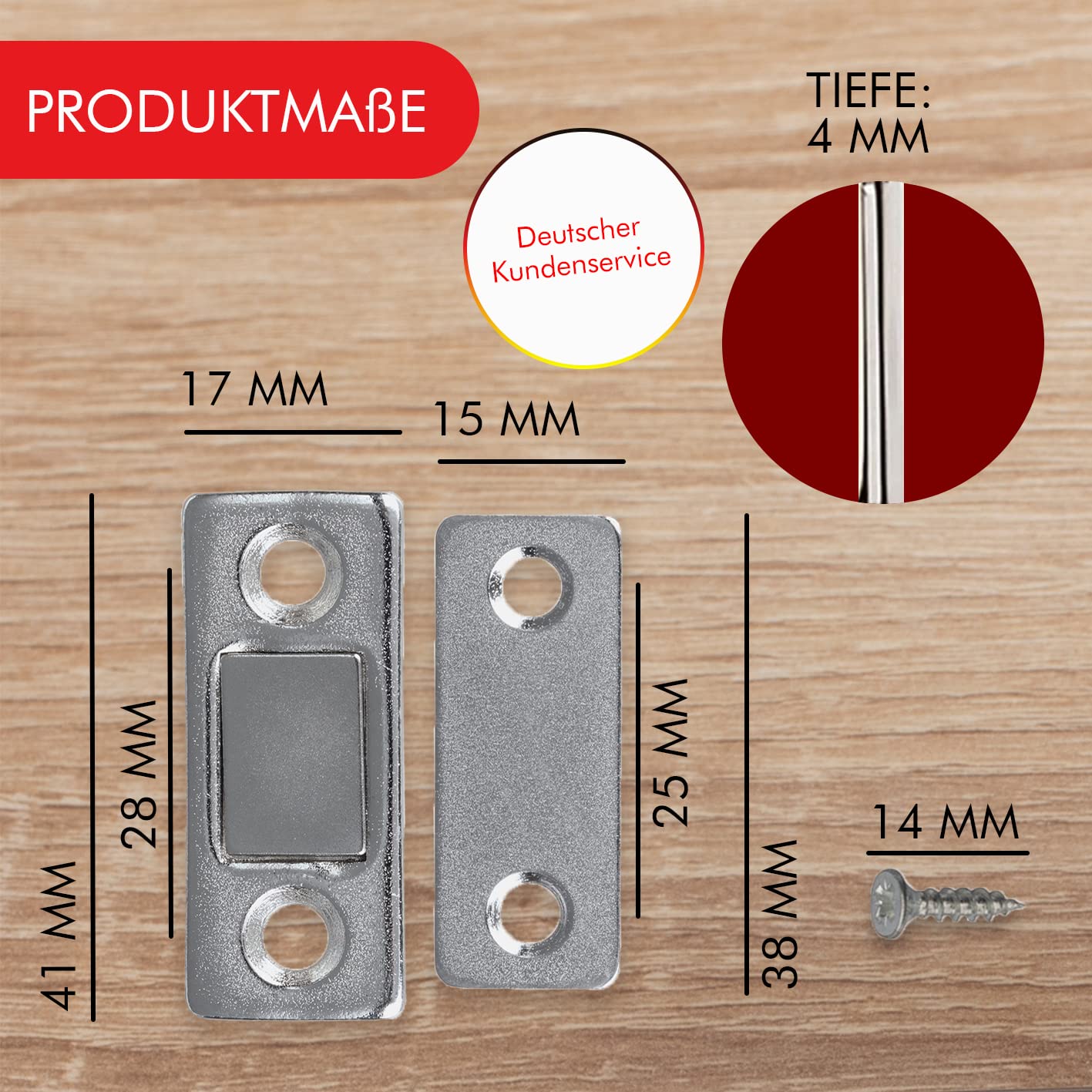 LouMaxx Strong Adhesive Magnet - 8kg Hold Force - Pack of 6 - Stainless Steel - Ultra Thin - Magnetic Cabinet Door Magnet — Amazon image 5