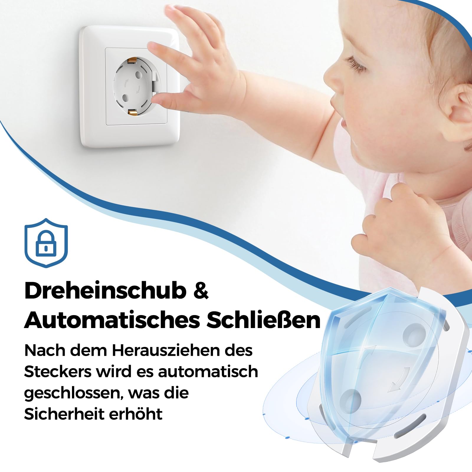 Peakally zabezpieczenie gniazdka przed dziećmi 25 sztuk, ulepszona cienka ochrona gniazdka z mechanizmem obrotowym, samoprzylepna ochrona gniazdka dla niemowląt i małych dzieci – biały