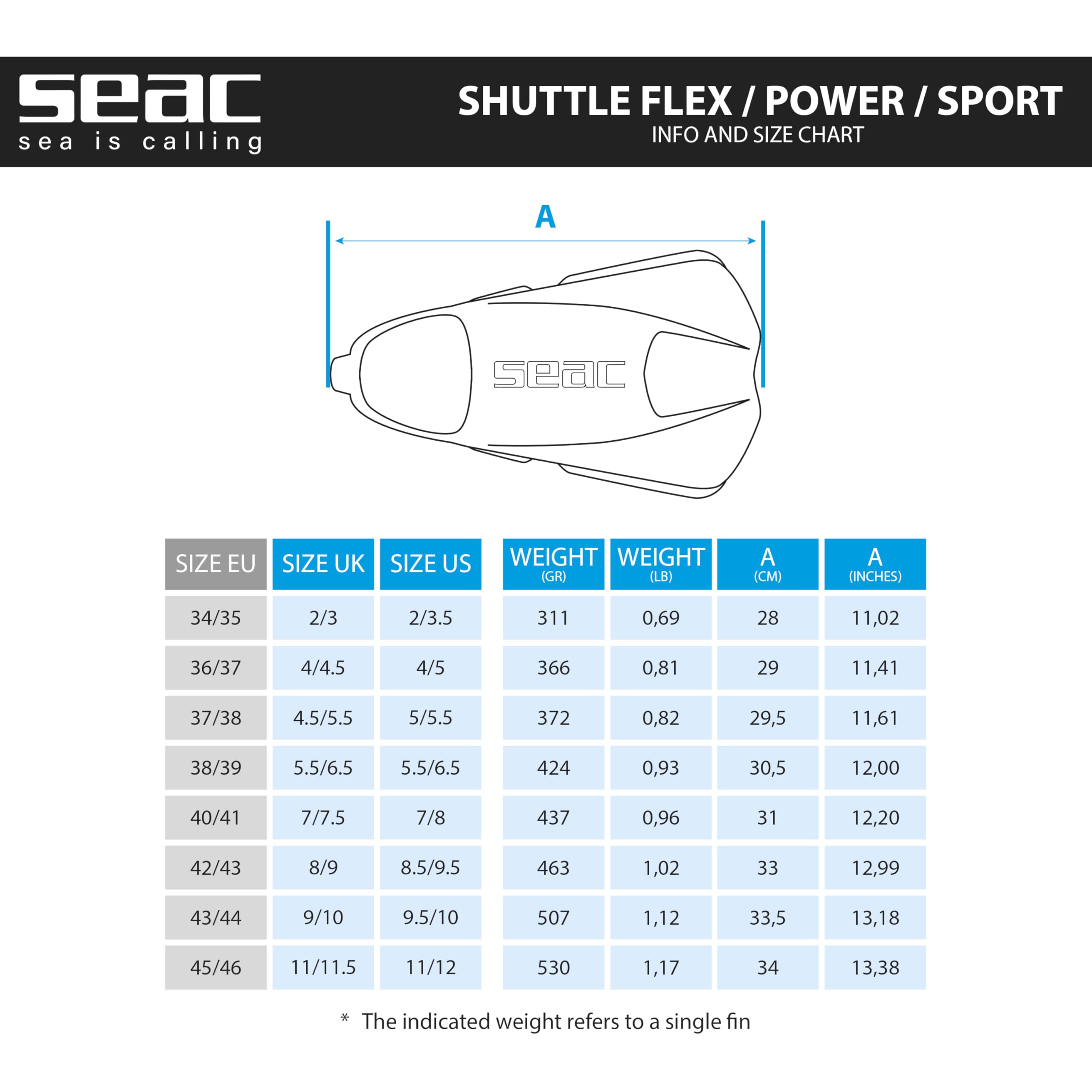SEAC Shuttle Flex Aletas Cortas de Natación Silicona Unisex Adulto